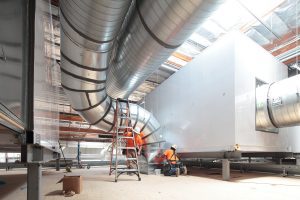 Attaching duct work to large air handlers